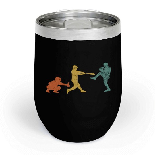 Baseball Catcher Pitcher Batter Vintage Chill Wine Tumblers