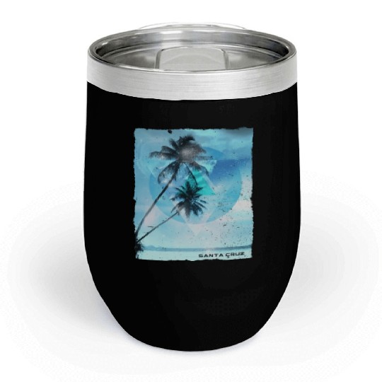 Artistic Santa Cruz California Palm Tree Vacation Chill Wine Tumblers