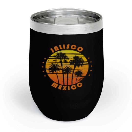Retro Jalisco Mexico Souvenir Vintage Palm Tree Chill Wine Tumblers