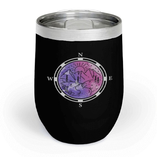 Hiker Mountains Compass climbing Mountaineering Chill Wine Tumblers