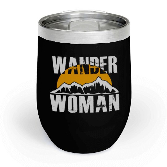 Wanderwoman Mountaineering Hiking Women Chill Wine Tumblers
