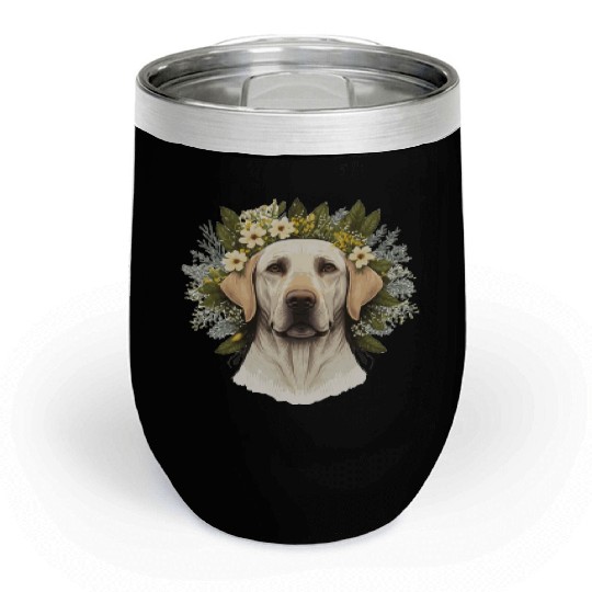 Cute Labrador Retriever Flower Crown Pet Dog Breed Chill Wine Tumblers