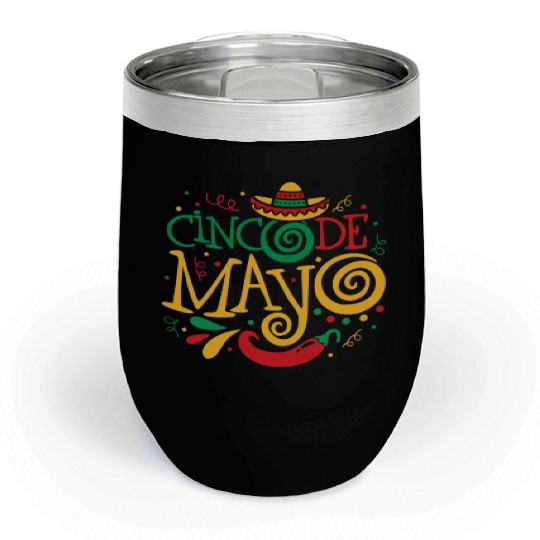 Cinco De Mayo Fiesta Surprise Camisa 5 De Mayo Chill Wine Tumblers