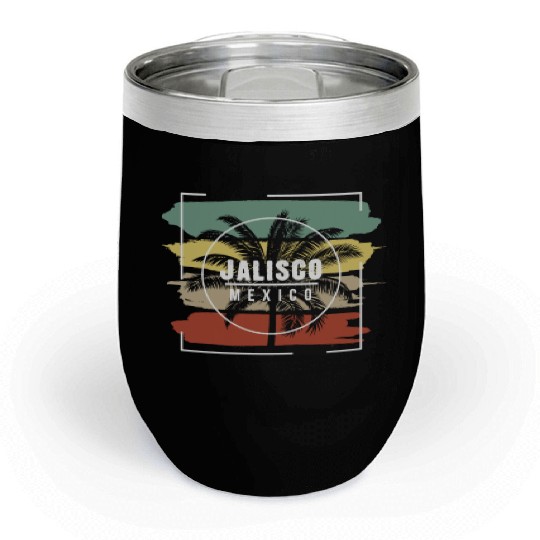 Jalisco Mexico Artistic Palm Tree Retro Chill Wine Tumblers