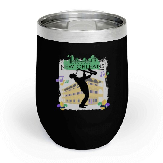 Mardi Gras New Orleans Louisiana City Jazz Music Chill Wine Tumblers