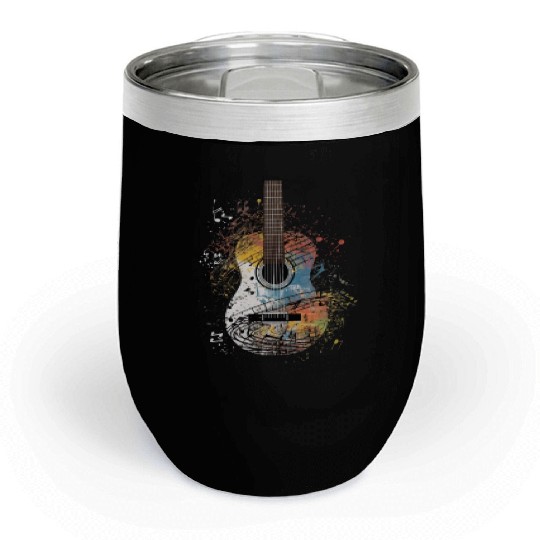 Guitar Player Guitarist Musical Notes Band Music Chill Wine Tumblers