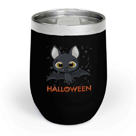 Trick or treat Funny cute bat Halloween cute bat Chill Wine Tumblers