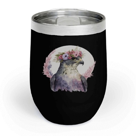 Falcon Birds Of Prey Flower Crown Floral Bird Watc Chill Wine Tumblers