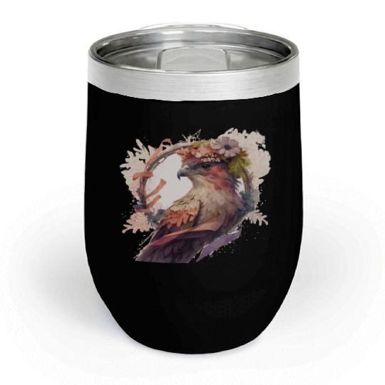 Birds Of Prey Kite Bird Flower Crown Floral Chill Wine Tumblers