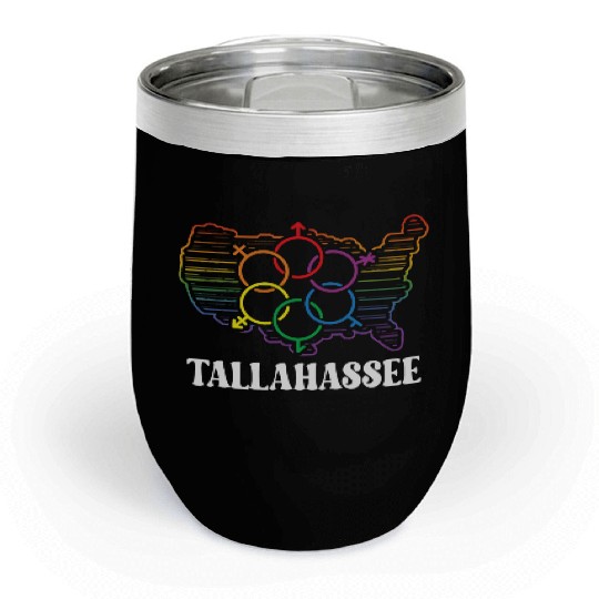 Tallahassee Pride Month Pride Flag LGBT Community Chill Wine Tumblers