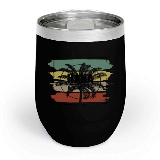 Hana Maui Hawaii Palm Tree Retro Artistic Chill Wine Tumblers
