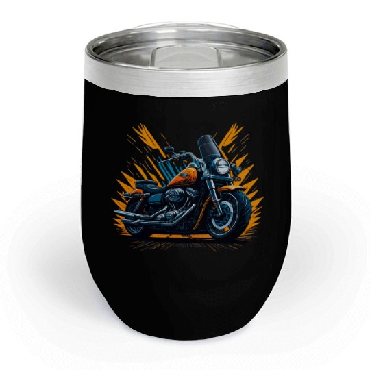 Motorcycle Retro illustration Chill Wine Tumblers