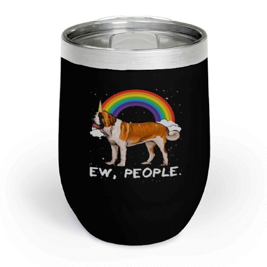 Rainbow St Bernard Ew People Unicorn Dog Chill Wine Tumblers