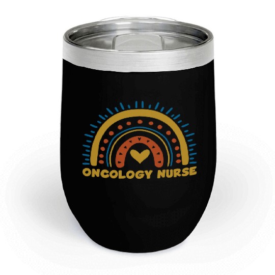 Great Oncology Nurse Rainbow RN Nurses Team Chill Wine Tumblers