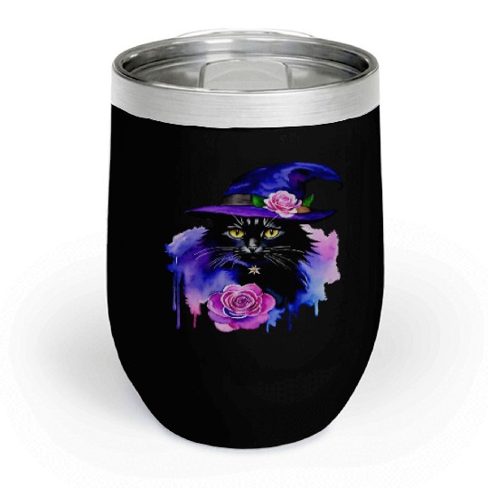 Watercolor Cat Halloween Sublimation Chill Wine Tumblers