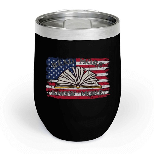 School Library Patriotic US Flag Funny For Librari Chill Wine Tumblers