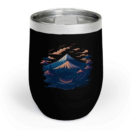 Serene Mount Fuji Sunset Peaceful River Scenery Chill Wine Tumblers