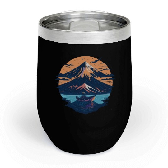 Serene Mount Fuji Sunset Peaceful River Scenery Chill Wine Tumblers