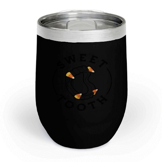 Halloween Candy Corn Fangs Sweet Tooth Chill Wine Tumblers