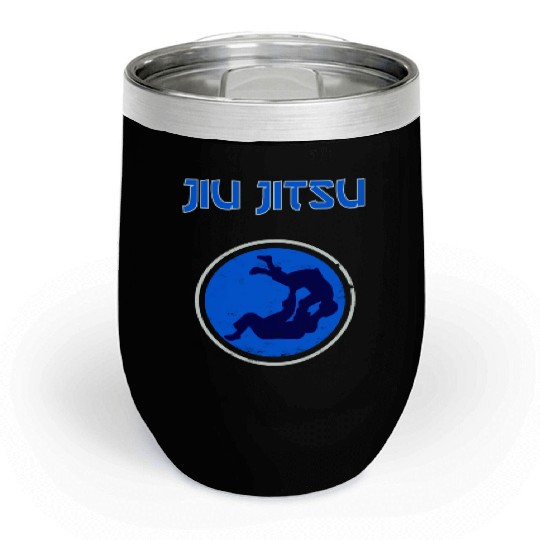 Jiu Jitsu Jiu Jitsu Bjj Mma Blue Dot Chill Wine Tumblers