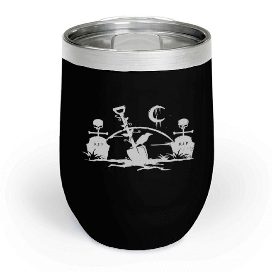 Gothic Graveyard Vintage Crow Lover Skull Fanatic Chill Wine Tumblers