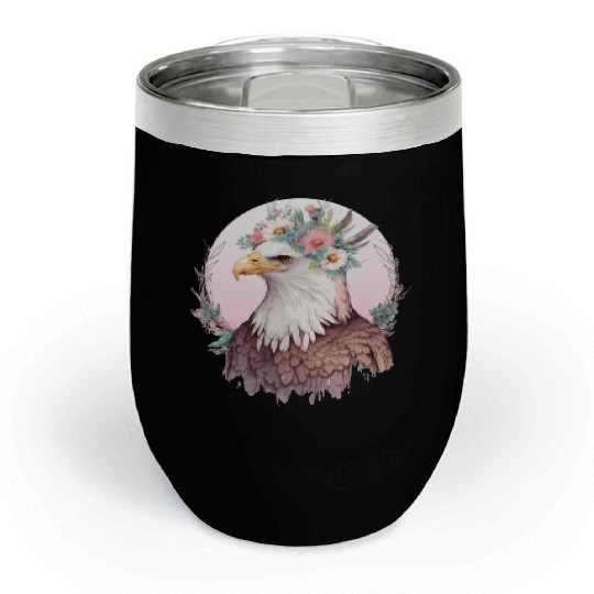 Birds Of Prey Bald Eagle Flower Crown Floral Birdi Chill Wine Tumblers