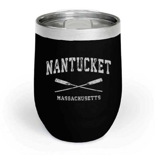 Nantucket Massachusetts Nautical Crossed Oars Chill Wine Tumblers
