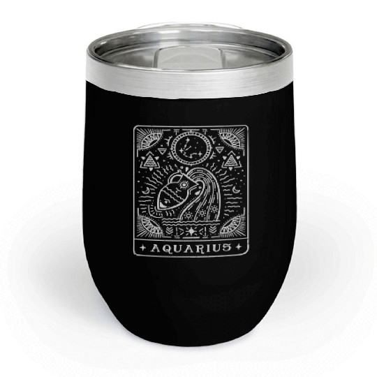 Aquarius Tarot Aquarius Zodiac Sign Month Chill Wine Tumblers