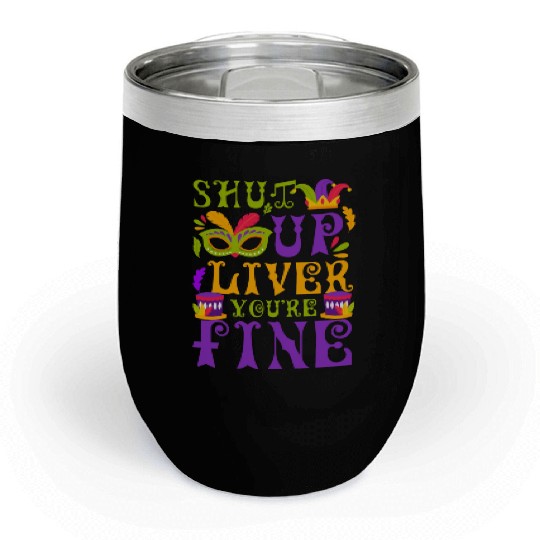 Mardi Gras New Orleans Fool Music Chill Wine Tumblers