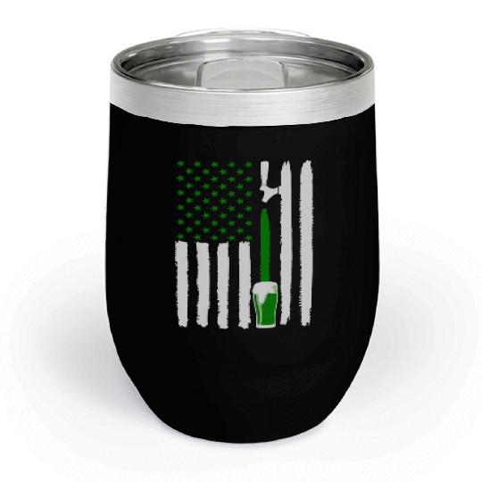Green St PatricDay Beer American Flag Patriotic Ir Chill Wine Tumblers