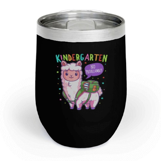 Llama Kindergarten No Probllama Back To School Chill Wine Tumblers
