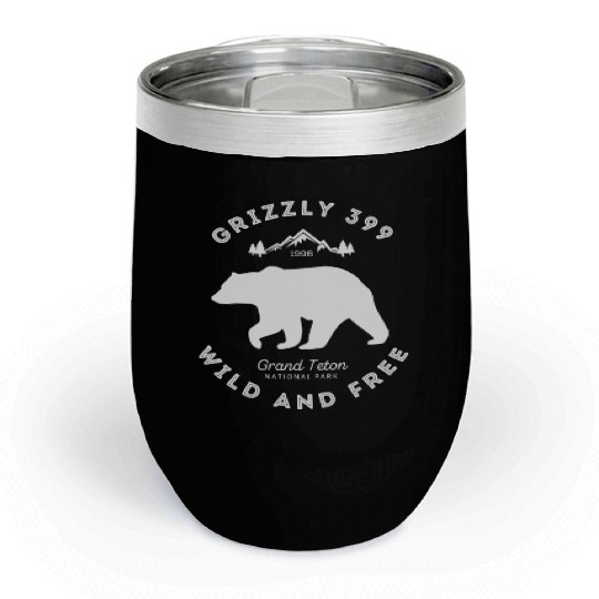 Grizzly 399 Wild Free Grand Teton National Park Chill Wine Tumblers