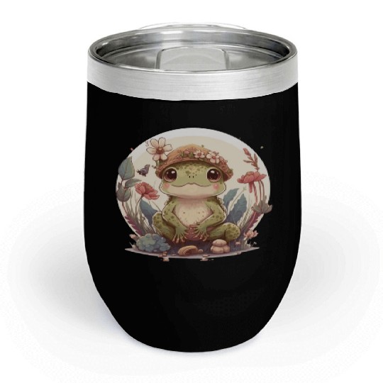 Cute Cottagecore Baby Frog Toad Frog Lovers Chill Wine Tumblers