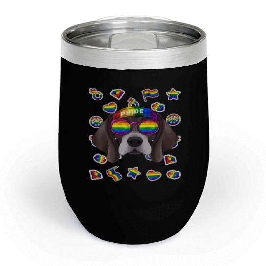 Lgbt Pointer Gay Pride Month Dog Rainbow Lesbian Chill Wine Tumblers