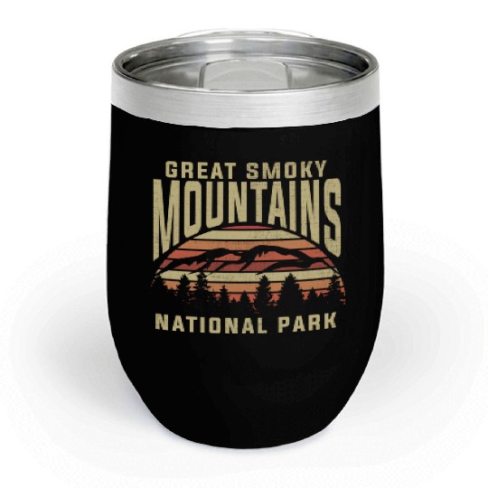 Retro National Park Great Smoky Mountains National Chill Wine Tumblers