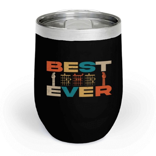 Best Dad Ever Guitar Chords Musician Funny Fathers Chill Wine Tumblers