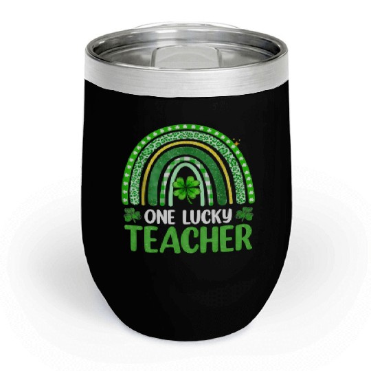 One Lucky Teacher Rainbow St Patrick’S Day Chill Wine Tumblers