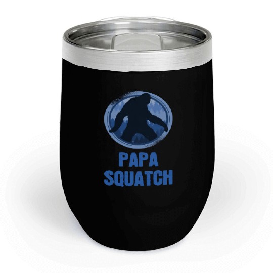 Sasquatch Walking Papa Squatch Chill Wine Tumblers