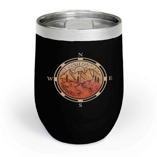 Hiker Mountains Compass climbing Mountaineering Chill Wine Tumblers