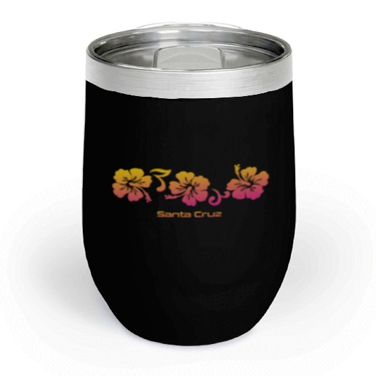 Santa Cruz California Hibiscus Souvenir Vacation Chill Wine Tumblers