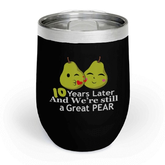 10 Ten Year Anniversary Matching Couple Great Pear Chill Wine Tumblers