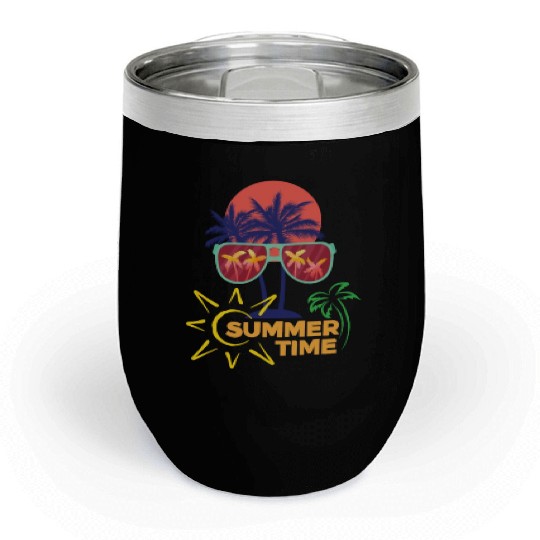 black colorful summer time Chill Wine Tumblers