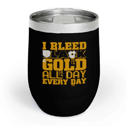 I Bleed Black And Gold Chill Wine Tumblers