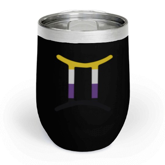 Non Binary Gemini Sign Non Binary Pride Chill Wine Tumblers
