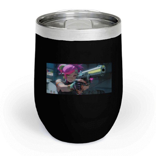 Cyber Sakura: Neon Guardian Chill Wine Tumblers