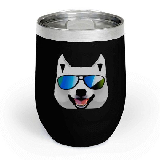 Husky with Sunglasses Chill Wine Tumblers