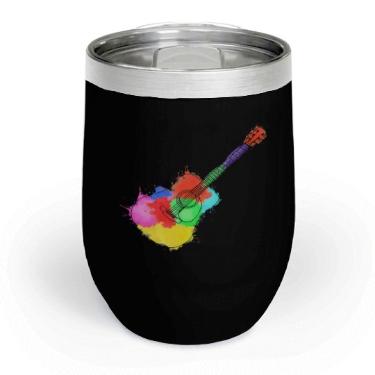 Guitar Player Musicians And Colorful Acoustics Chill Wine Tumblers