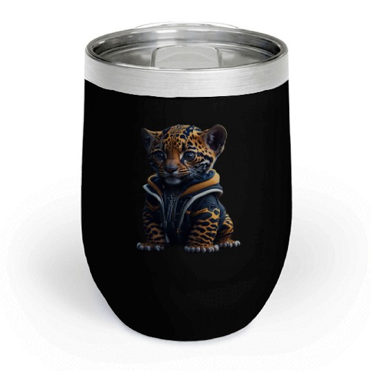 A cute tiny hyper realistic baby jaguar Chill Wine Tumblers