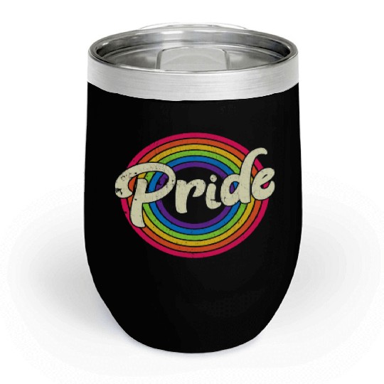 Gay Pride Vintage LGBT Rainbow Flag Lesbian Chill Wine Tumblers