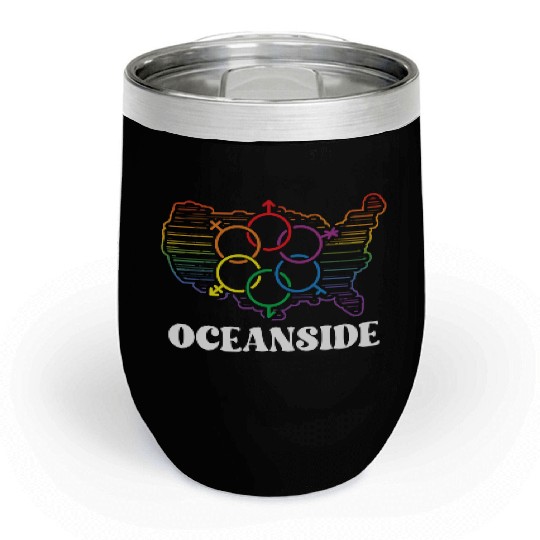 Oceanside Pride Month Pride Flag LGBT Community LG Chill Wine Tumblers